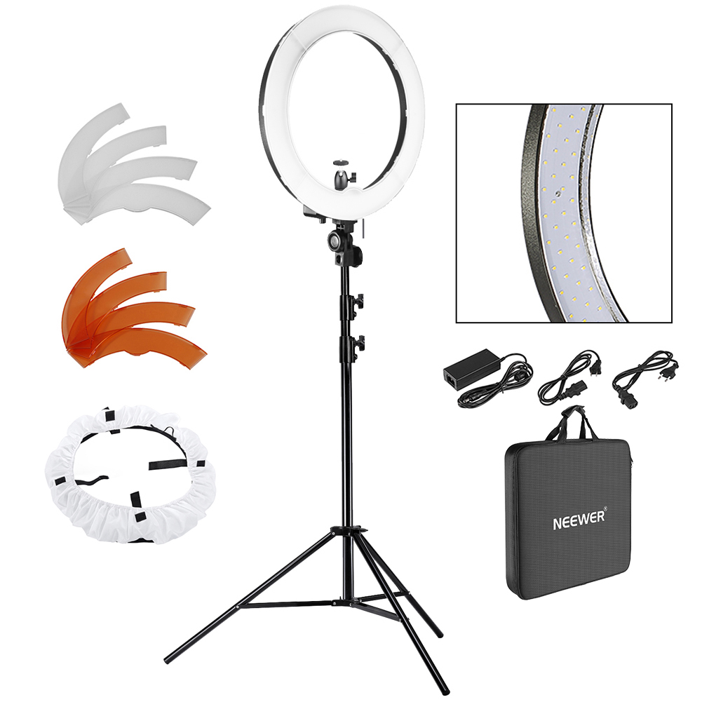 Neewer Ring Light Kit:18″/48cm Outer 55W 5500K Dimmable LED Ring